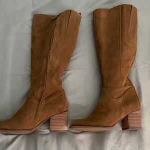 Blondo Chestnut Suede Knee-High Block Heel Boots